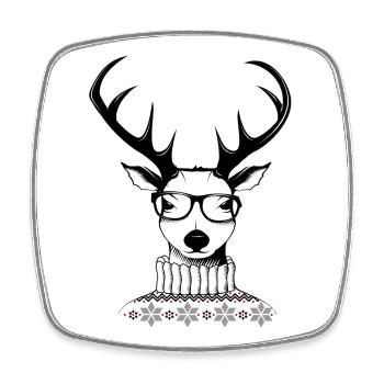 Hipster deer - Square fridge magnet - white - Front