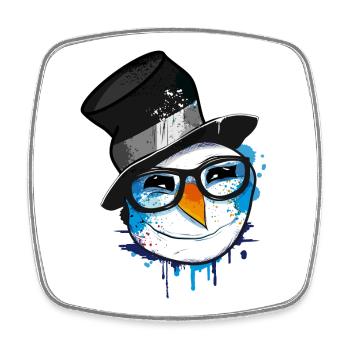 Snowman with nerd glasses - Square fridge magnet - white - Front