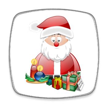 Noel Santa et cadeaux lumineux - Magnet carré - blanc - Devant