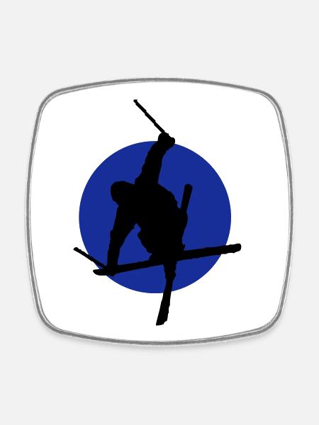Icône de freestyle ski - Magnet carré - blanc