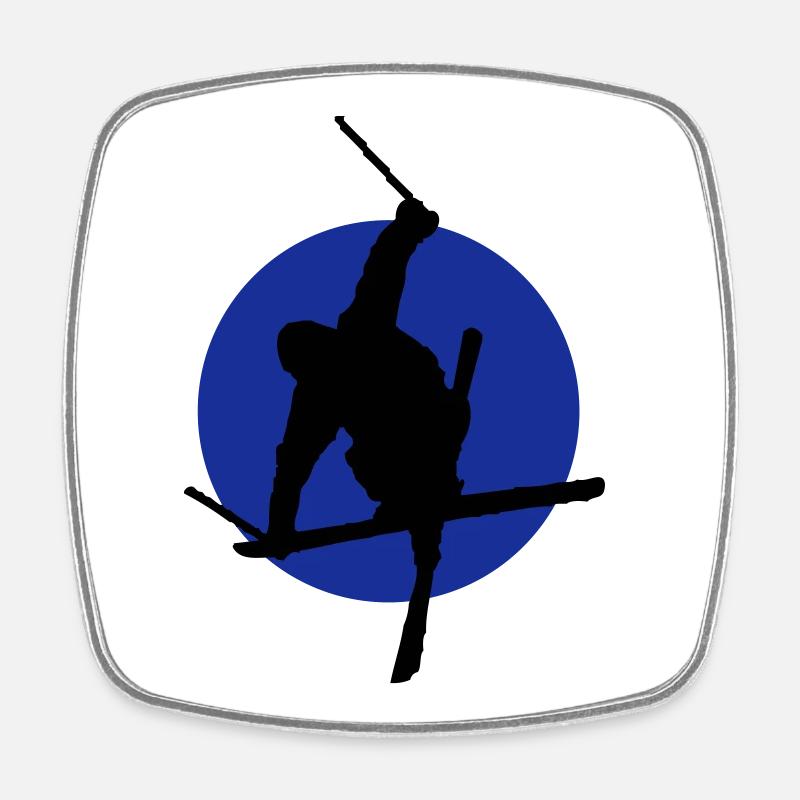 Icône de freestyle ski - Magnet carré - blanc