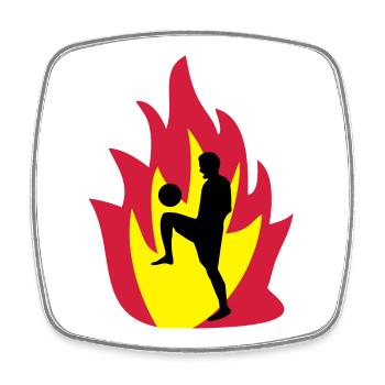 Fussball Feuer - Viereckiger Kühlschrankmagnet - Weiß - Vorne