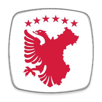 Shqipe Flagge – Albanien Doppeladler Nationalshirt - Viereckiger Kühlschrankmagnet - Weiß - Vorne
