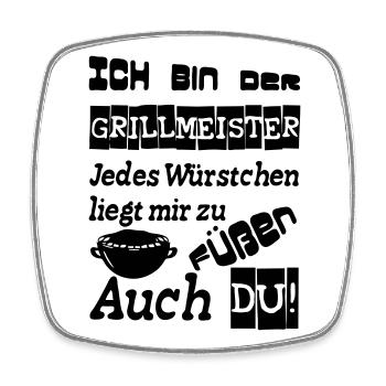 Grillmeister Spruch Grill grillen Geschenk Spruch - Viereckiger Kühlschrankmagnet - Weiß - Vorne