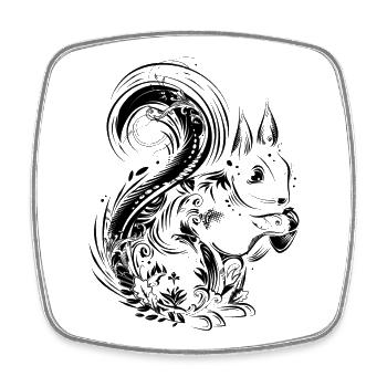 Squirrel with acorn in paws - Square fridge magnet - white - Front