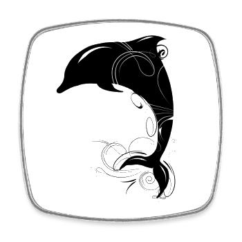 jumping dolphin - Square fridge magnet - white - Front