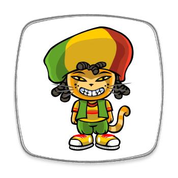 Reggae katze - Viereckiger Kühlschrankmagnet - Weiß - Vorne
