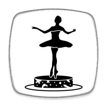 Boîte à musique avec Danseuse chiffre - Magnet carré - blanc - Devant