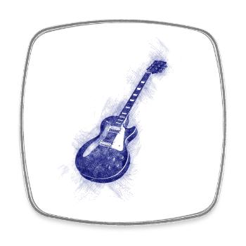 Guitare rock avec style aquarelle - Magnet carré - blanc - Devant