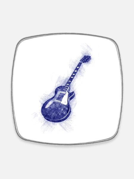 Rockgitarre im Aquarellstil - Viereckiger Kühlschrankmagnet - Weiß