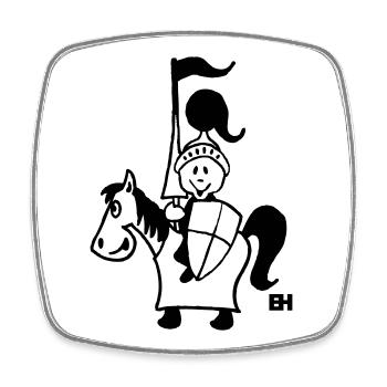 Ritter - Viereckiger Kühlschrankmagnet - Weiß - Vorne