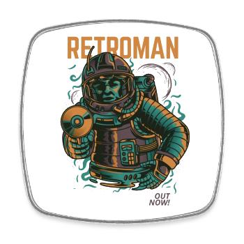 Retro Astronaut Out Now - Viereckiger Kühlschrankmagnet - Weiß - Vorne