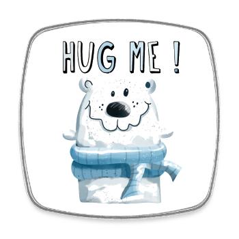 Hug Me Eisbär - Bären - Bär - Kinder - Baby - Süss - Viereckiger Kühlschrankmagnet - Weiß - Vorne