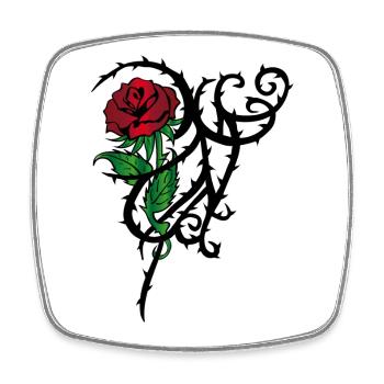 Tattoo Rose - Viereckiger Kühlschrankmagnet - Weiß - Vorne