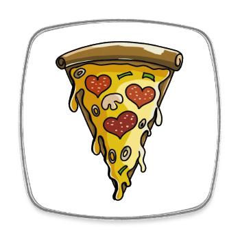 J'aime la pizza - tranche de pizza - coeur - -gift Comic - Magnet carré - blanc - Devant