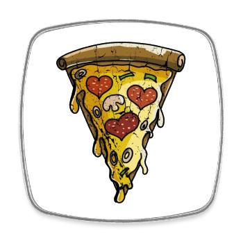 Lavé et tranche Worn de pizza - Pizza - Love - Magnet carré - blanc - Devant