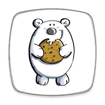 Sweet polar bear with huge biscuit - Square fridge magnet - white - Front