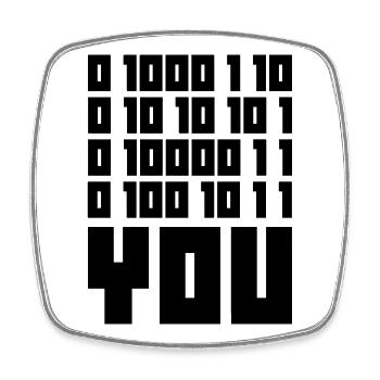 Binärcode F**k YOU – Geek Code & Nerd Humor - Viereckiger Kühlschrankmagnet - Weiß - Vorne