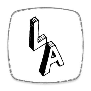 LOS ANGELES - Viereckiger Kühlschrankmagnet - Weiß - Vorne