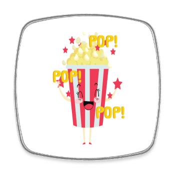 Popcorn Grignots Kino Canapé Fast Food Chips - Magnet carré - blanc - Devant