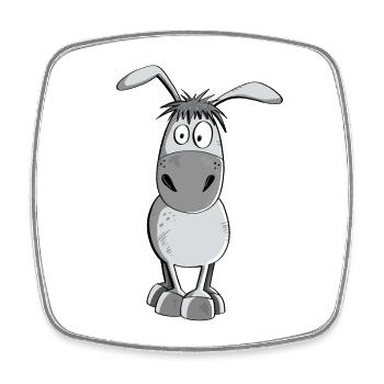 Funny Grey Donkey - Animaux - Comic - Magnet carré - blanc - Devant