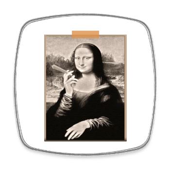T shirt Mona Lisa Cigarette Modernisée - Magnet carré - blanc - Devant