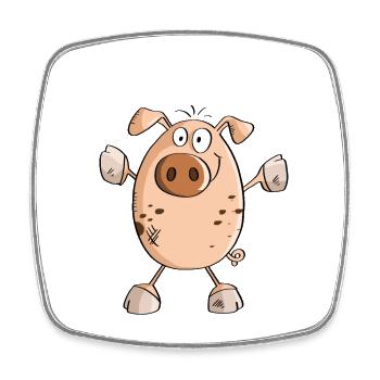 Hug Me Pig - Porcs - Porcelets - Porcs - Magnet carré - blanc - Devant