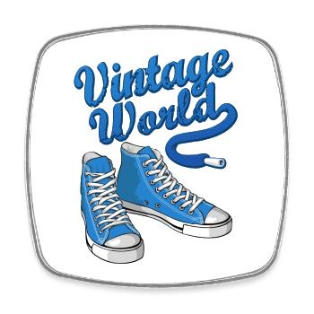Blue vintage sneakers - Square fridge magnet - white - Front