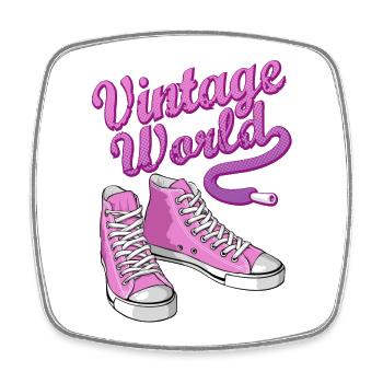Pink vintage sneakers - Square fridge magnet - white - Front