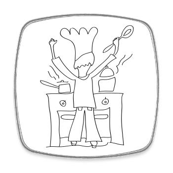 Papa’s Cooking Line Art – Funny Kitchen Gift - Viereckiger Kühlschrankmagnet - Weiß - Vorne