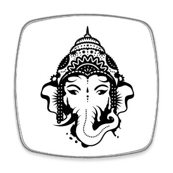 Kopf des Elefanten Gottes Ganesha - Viereckiger Kühlschrankmagnet - Weiß - Vorne