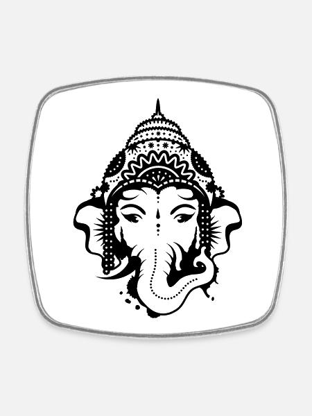 Ganesh, dieu à tête d'éléphant - Magnet carré - blanc