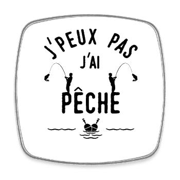 Humorous men's organic fishing t-shirt white - Square fridge magnet - white - Front