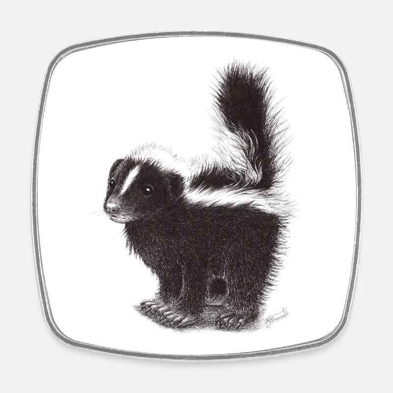 Cute cool skunk - Square fridge magnet - white