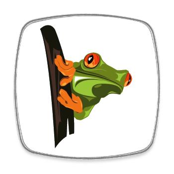 Frecher Kletter-Frosch Cartoon - Viereckiger Kühlschrankmagnet - Weiß - Vorne