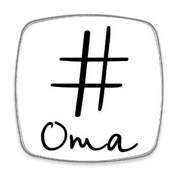 #Oma Hashtag Social Media I Gift Idea for Grandma - Square fridge magnet - white - Front
