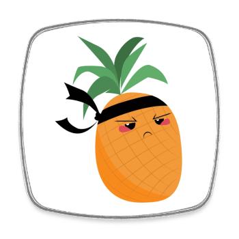 Ninja-Ananas – Fruchtiger Krieger - Viereckiger Kühlschrankmagnet - Weiß - Vorne