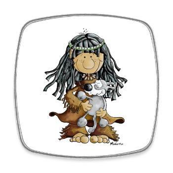 Fille indienne et le loup - tee shirt - Magnet carré - blanc - Devant