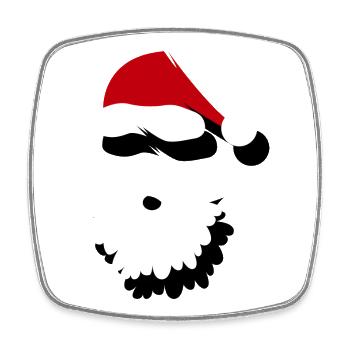 Minimalistischer Weihnachtsmann Hut & Bart - Viereckiger Kühlschrankmagnet - Weiß - Vorne