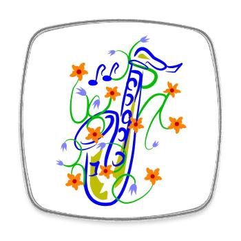 Verspielte Saxofon-Florenz Illustration - Viereckiger Kühlschrankmagnet - Weiß - Vorne