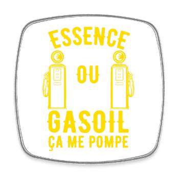 Essence ou Gasoil ça me pompe - Magnet carré - blanc - Devant