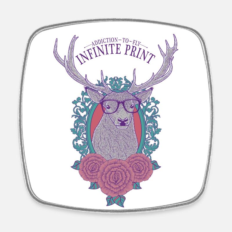 Hipster Deer - Square fridge magnet - white
