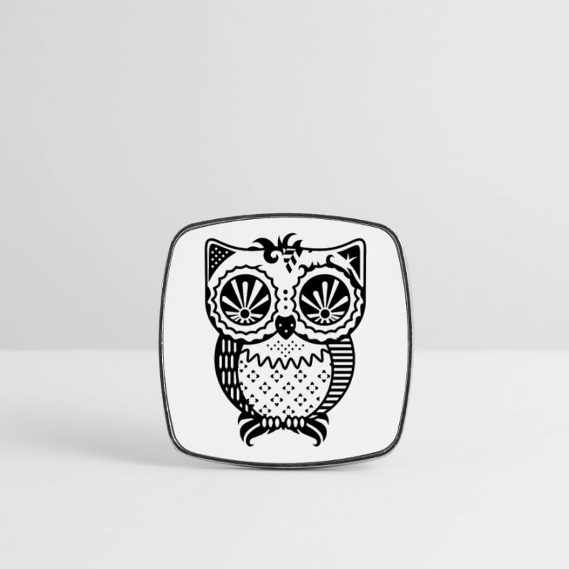 Patchwork Eule Viereckiger Kühlschrankmagnet