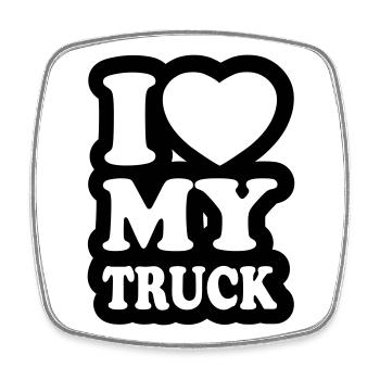 I love my truck - J'aime mon camion - Magnet carré - blanc - Devant
