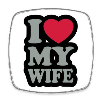 I love my wife - J'aime ma femme - Magnet carré - blanc - Devant