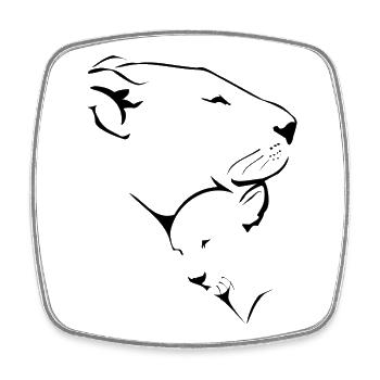 Lioness and her lion cub - Square fridge magnet - white - Front