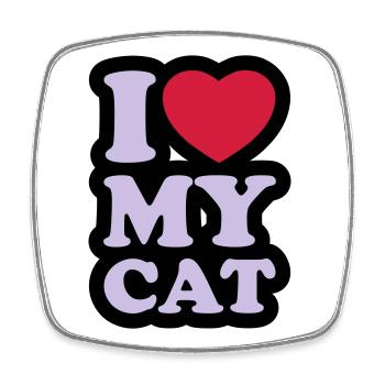 I love my cat - Ich liebe meine Katze - Viereckiger Kühlschrankmagnet - Weiß - Vorne