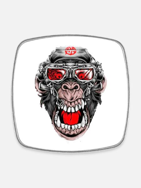 Crazy Monkey - Magnet carré - blanc