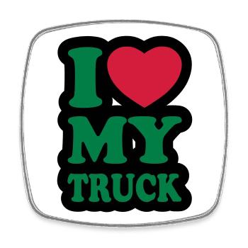 I love my truck - Square fridge magnet - white - Front