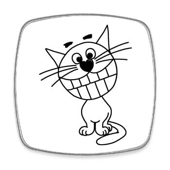Grinsekatze - Viereckiger Kühlschrankmagnet - Weiß - Vorne